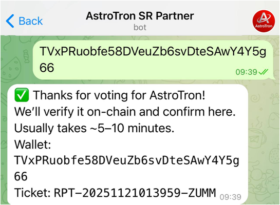 Telegram registration sample