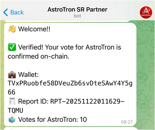 Verified message sample